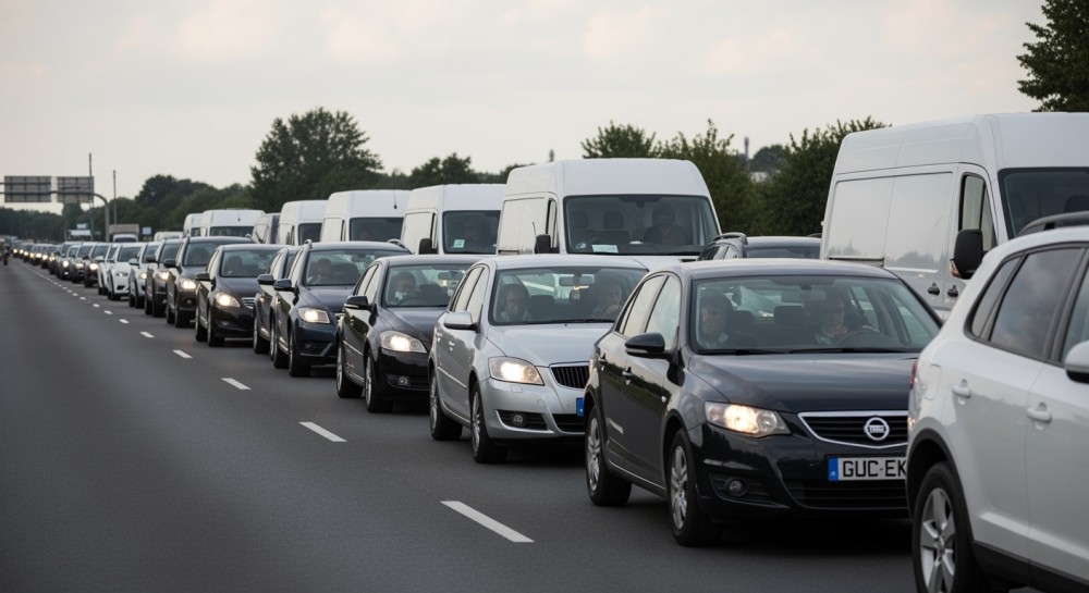 Płonący dostawczak na S7: Dramaticzne utrudnienia pod Radomiem!