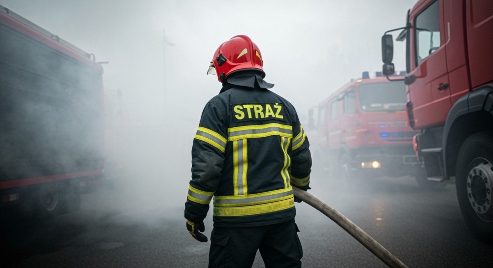 Pożar dostawczaka w Regułach: intensywna akcja strażaków z Warszawy