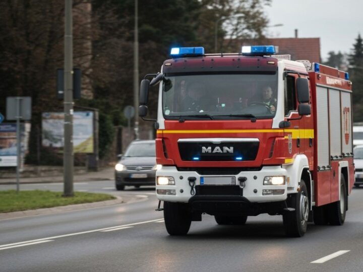 Pożar w Targówku: warsztat i samochody w płomieniach